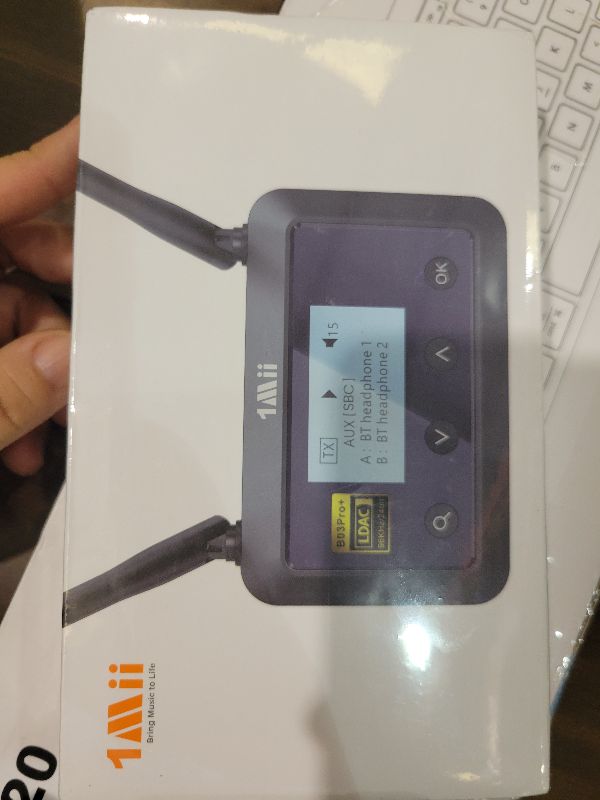 Photo 1 of 1Mii B03Pro+ Bluetooth 5.3 Transmitter Receiver Certified LDAC for TV Home Stereo, Long Range Bluetooth Extender Wireless Audio Adapter with Screen, Optical RCA AUX 3.5mm Outputs/Inputs