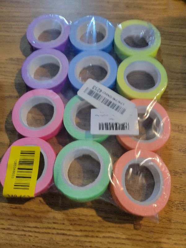 Photo 1 of 12 Pack Neon Gaffer Cloth Tape, UV Blacklight Fluorescent Reactive Tape