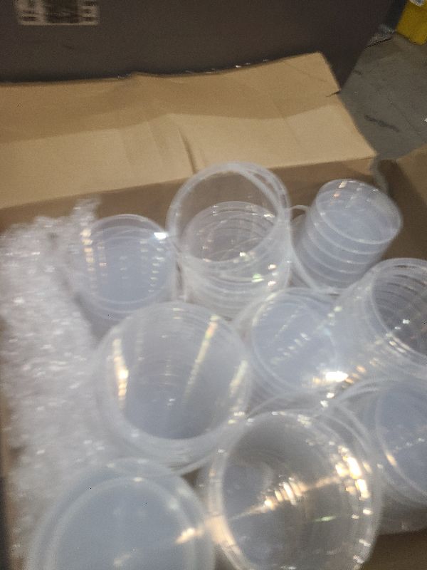 Photo 1 of 50 Pack 10 oz Slime Containers with Lids, 300ml Clear Plastic Mini Buckets with Lids, Empty Slime Storage Containers for DIY Craft, Playdough, Candy and Small Item Storage