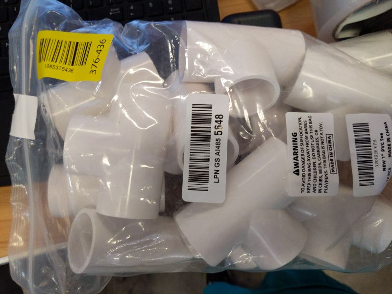 Photo 1 of 12-Pack 1 Inch PVC Tee Pipe Fittings, 3 Way Socket x Socket, Schedule 40 PVC Pipe Connectors for Plumbing, Irrigation & DIY Projects