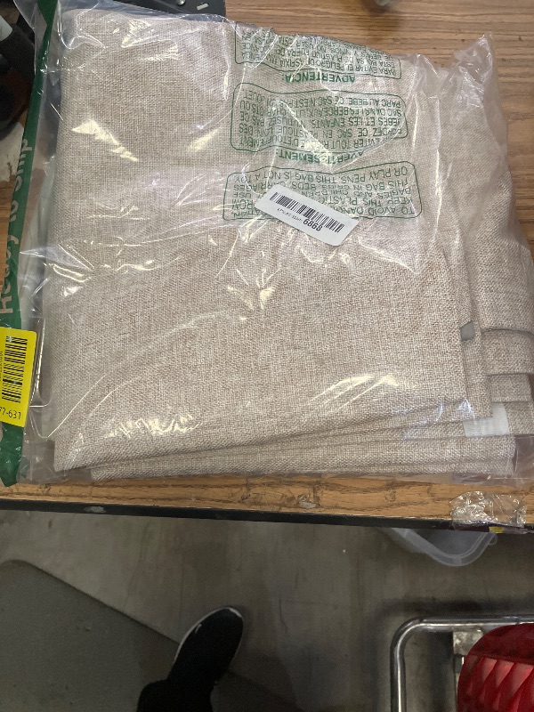 Photo 1 of 100% Blackout Linen Textured Sliding Door Curtains - Oatmeal