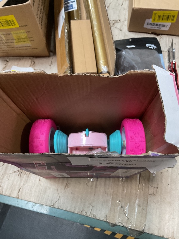 Photo 1 of **RECOMENDED FOR PARTS ONLY/ MISSING ALL ACCESORY PIECES & REMOTE**** QUNREDA RC Cars, Pink Remote Control Car for Girls, 2.4 GHZ Double Sided RC Stunt Car 360° Rotating Remote Control Crawler with Headlights Car Toys for 6 7 8 9 10 11 12 Girls Birthday G