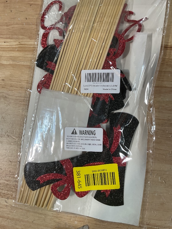 Photo 1 of 20 PCS Graduation Decorations Class of 2026, Black and Red Double-Sided Centerpieces, Grad Cap Sticks, Table Toppers, Graduation Party Decorations