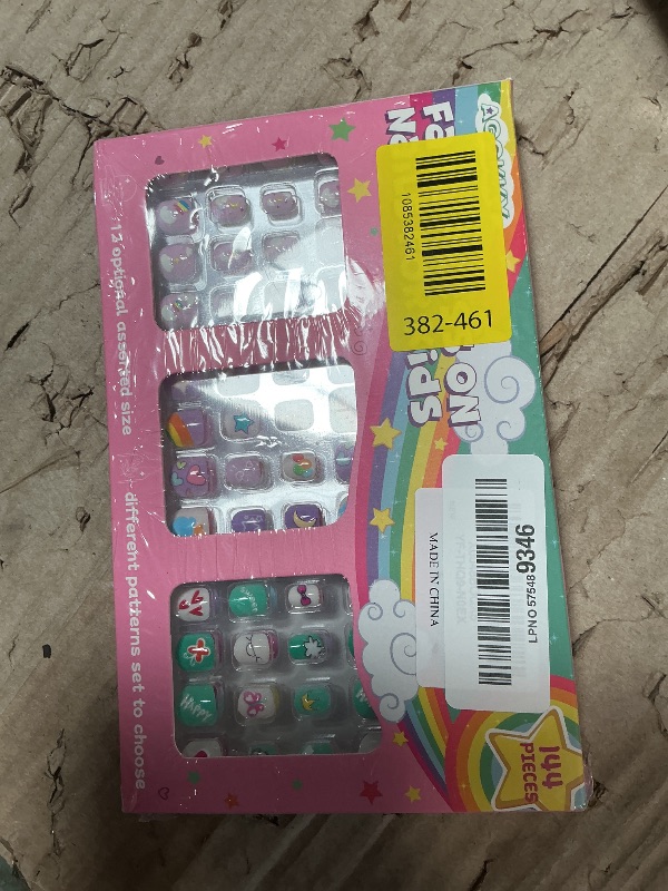 Photo 1 of 144 Pieces 6 Pack Kids Press on Nails Artificial Fake Nails for Kids Girls Pre Glue Full Cover Short Acrylic False Nail Tips Art Kits Gifts for Girls Nail Art Decoration (Lovely Pattern)