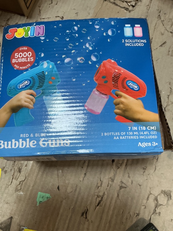 Photo 1 of ***RECOMENDED FOR PARTS/ MISSING PIECES*** JOYIN 2 Bubble Guns with 2 Refill Solution (10 oz Total), Bubbles Maker, Blower, Machine Gun Blaster for Kids, Toddlers, Outdoors Activity, Party, Birthday Gift, Easter Toys (Blue+Red)