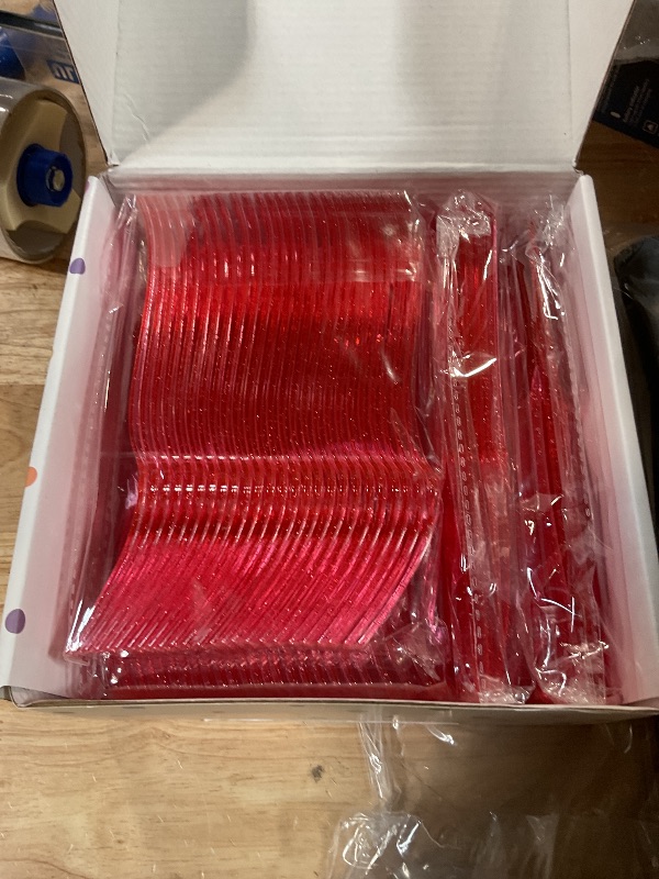 Photo 1 of 150 Pcs Pink Silverware Set Heavy Duty Pink Plastic Silverware - 50 Forks, 50 Knives, 50 Spoons for Brithday, Valentine's Day, Wedding, Baby Shower, Bridal Shower