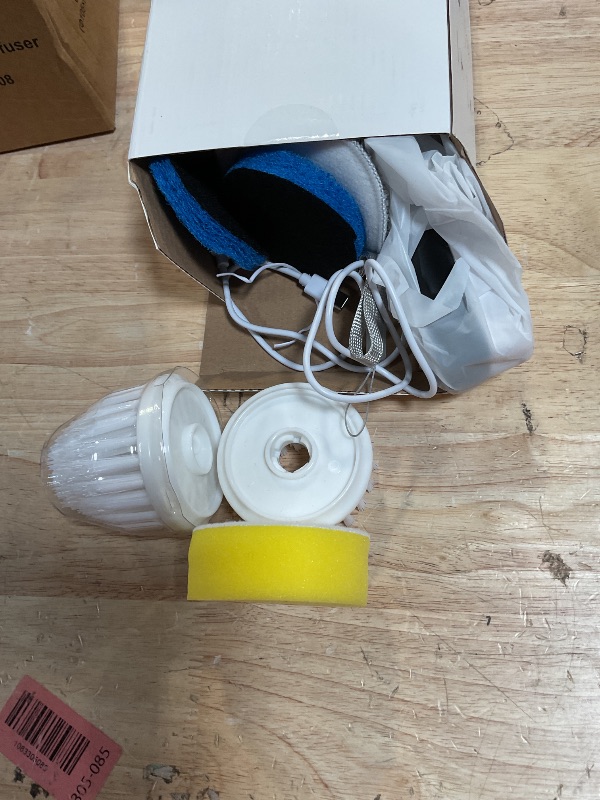 Photo 1 of **FOR PARTS ONLY /NON-FUNCTIONAL *** PUFTEM Electric Spin Scrubber, Cordless Shower Scrubber with Battery Level Display, 2 Speeds Electric Scrubber for Cleaning with 6 Replaceable Heads, Cleaning Brush for Bathroom/Sink/Window