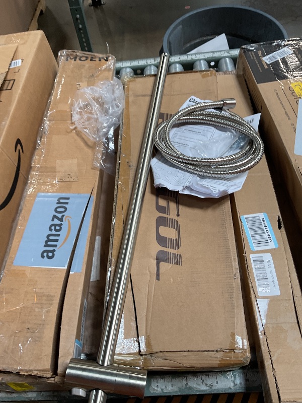 Photo 1 of *MISSING HARDWARE*Moen Brushed Nickel Eco-Performance 4-Spray Pattern Handheld Showerhead with 69 Long Hose and 30-Inch Slide Bar, 3669EPBN