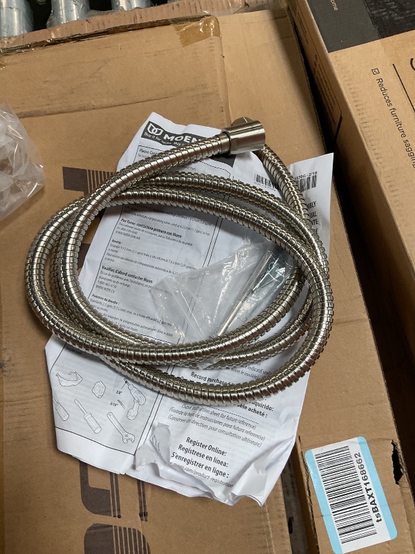 Photo 1 of *MISSING HARDWARE*Moen Brushed Nickel Eco-Performance 4-Spray Pattern Handheld Showerhead with 69 Long Hose and 30-Inch Slide Bar, 3669EPBN