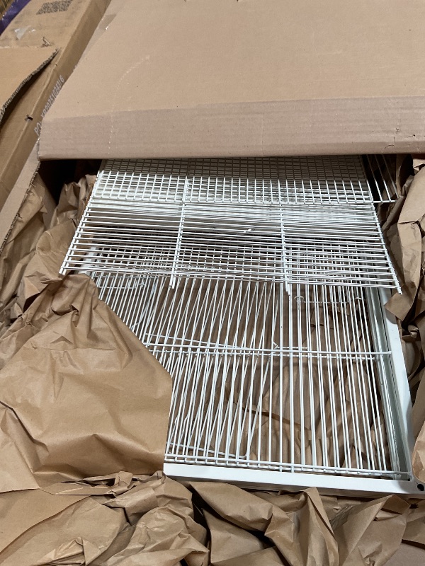 Photo 1 of ***HAS DAMAGED BASE TRAY*** VIVOHOME 30 Inch Height Wrought Iron Bird Cage with Rolling Stand for Conures Lovebirds Cockatiels Finches, White