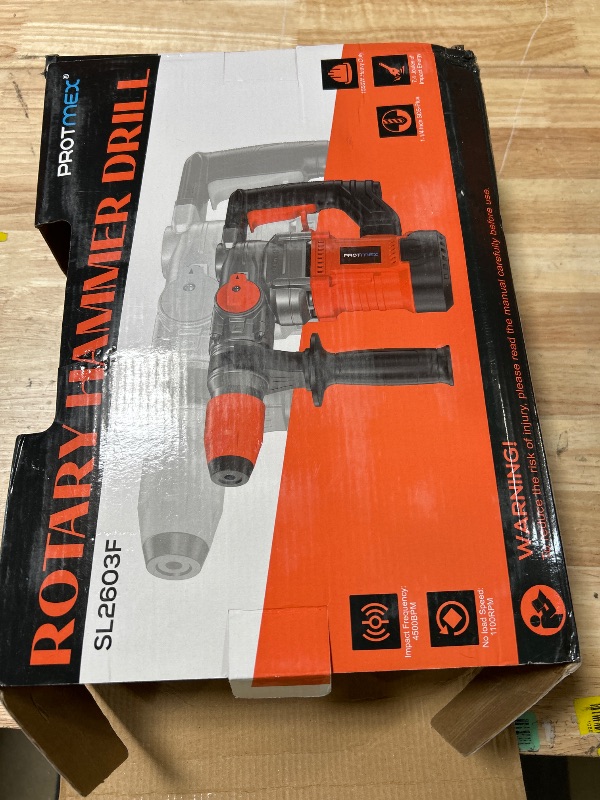 Photo 1 of 1-1/4 Inch SDS-Plus 13 Amp Heavy Duty Rotary Hammer Drill with Safety Clutch 3 Functions, Vibration Control, for Floor Tile Removal, Concrete Breaker, Including Grease, Chisels & Drill Bits