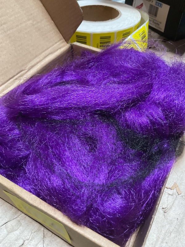 Photo 1 of 2 Pack 24" Purple Braids Ponytail Hair Extensions with Tie, Easy DIY Halloween Cosplay Purple Rumi Hair Braid, 24 Hair Rings & 6 Butterfly Clips for Quick Styling