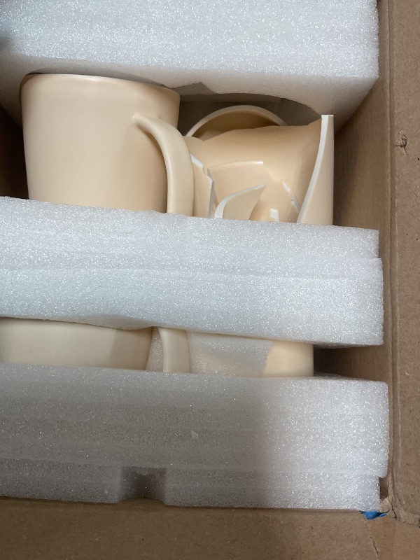 Photo 1 of ** one piece major damage **T-WARE 16 Oz Coffee Mugs, Matte Beige Mug Set of 4, Ceramic Mugs Coffee, Solid Color Coffee Cups Ceramic