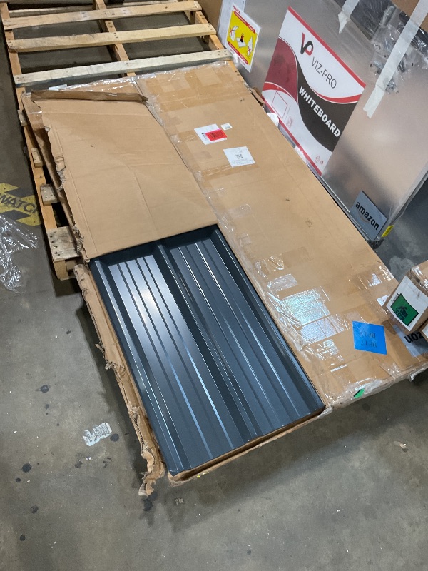 Photo 1 of **HAS MINOR DAMAGES (BENDS & SCRATCHES)**** Extra-Wide Coverage Metal Roof Panels (62"x33") Corrugated Galvanized Steel with Screws Waterproof for Warehouse Industrial Shed Garage Patio Roofing 8 Pcs Gray