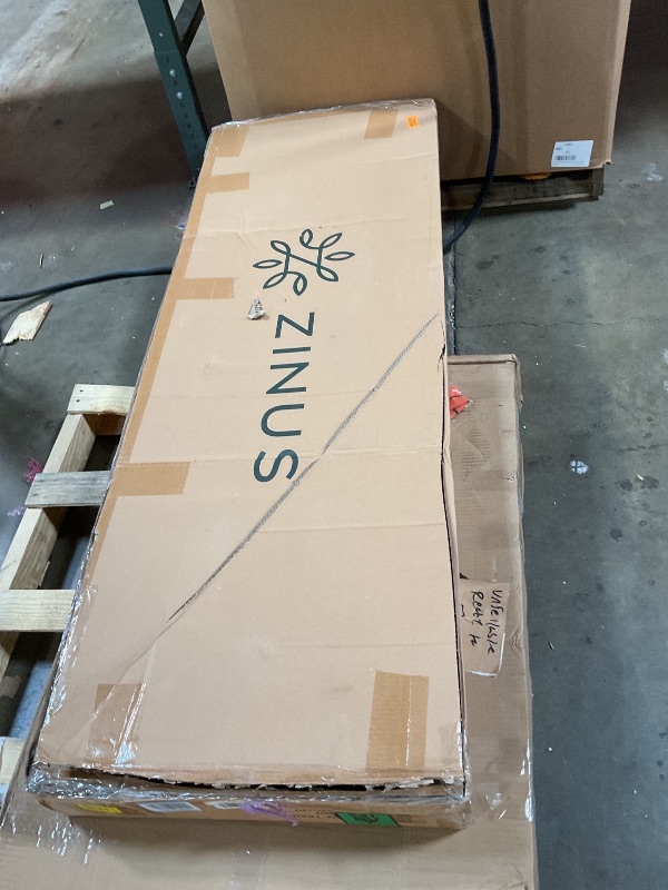 Photo 1 of ***DAMAGED CUT ON THE HEAD BOARD***Zinus Maya Upholstered Platform Bed Frame, Space-Saving Two-Tier Headboard Storage, Mood Setting RGB LED Lights, Built-in USB Charging Station, Soft Ambient Night Light, No Box Spring Needed, Queen