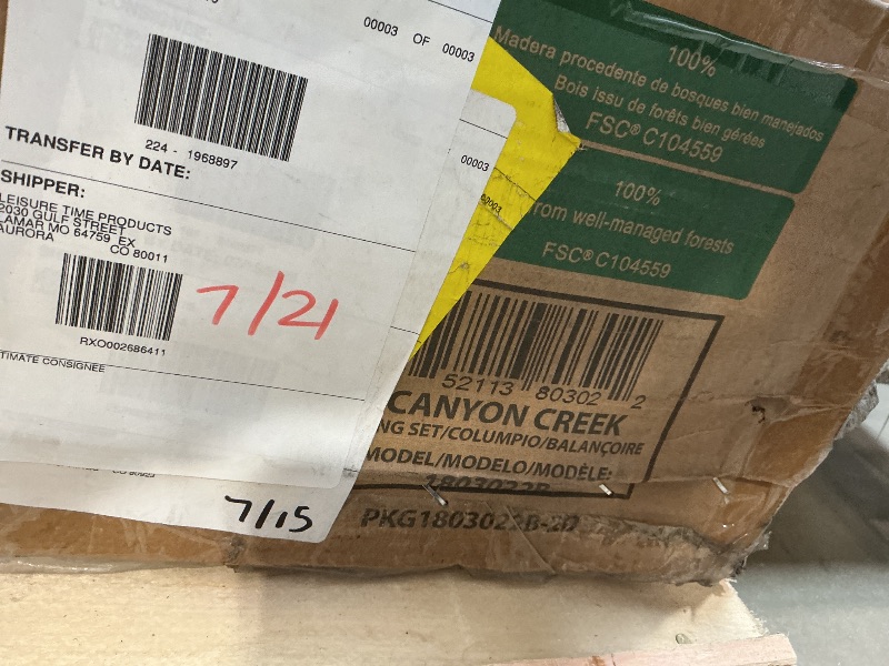 Photo 1 of *** SLIDE TAKEN OUT OF BOX 3 COULD BE INCOMPLETE ***Backyard Discovery Canyon Creek Cedar Wood Swing Set with Wave Slide, Clubhouse, Play Kitchen, Picnic Area, Belt Swings, Web Swing, Rock Wall, Balconies, Playhouse, Step Ladder, Outdoor Playset