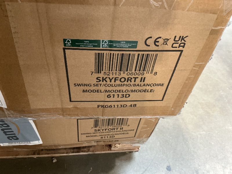 Photo 1 of ***4 extra large boxes ***Backyard Discovery Skyfort II Cedar Wood Swing Set with Wave Slide, Raised Clubhouse, Crow's Nest, Monkey Bars, Balcony, Belt Swings, Trapeze, Rock Wall, Picnic Table, Sandbox, Ladder, Outdoor Playset