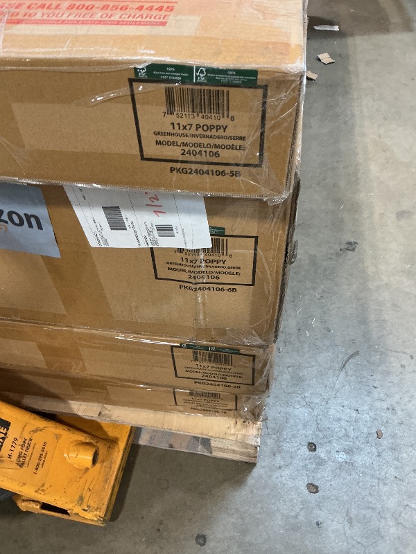 Photo 1 of *** SEVEN BOXES ON PALLET ***Backyard Discovery Poppy 11' x 7' Cedar Wood and Polycarbonate Walk-In Greenhouse Kit with Exhaust Fan, Windows, Hose Hook-Ups, PowerPort, Staging Shelves, Plant Hooks for Year-Round Outdoor Gardening