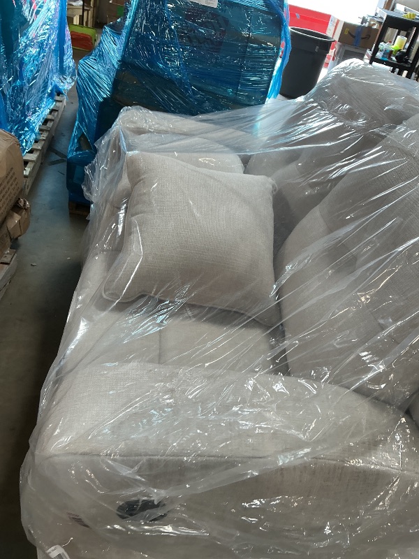 Photo 1 of *** DAMAGED UPHOLSTERY ON BACK OF COUCH ***Signature Design by Ashley Danum Reclining Loveseat, Stone Chenille, 64 in