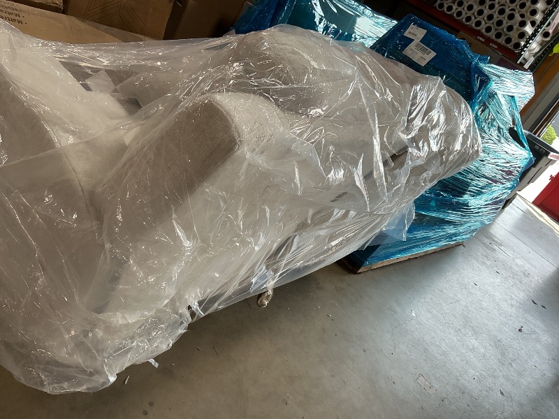 Photo 1 of *** DAMAGED UPHOLSTERY ON BACK OF COUCH ***Signature Design by Ashley Danum Reclining Loveseat, Stone Chenille, 64 in