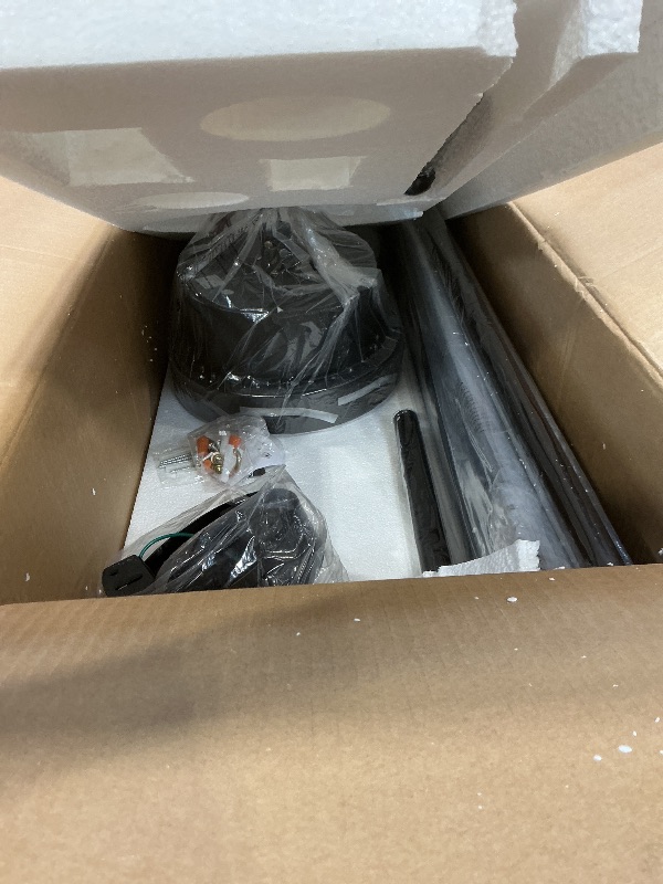 Photo 1 of ***RECOMENDED FOR PARTS/ MISSING REMOTE/NON-FUNCTIONAL WITHOUT REMOTE**** ZMISHIBO 84 Inch Ceiling Fan with Light, Smart Fan Light Compatible with Alexa, 3000-6000K Dimmable, 6 Speeds, Large Industrial Ceiling Fans with 8 Black Aluminum Blades for Patio L