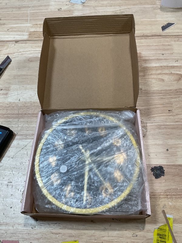 Photo 1 of **GLASS CLOCK FACE CRACKED**** Moiubik Wall Clocks Battery Operated 8 inch Modern Wall Clock,Silent Non Ticking Wall Clock for Living Room Bedroom Kitchen Office Classroom Decor (Black Gold)