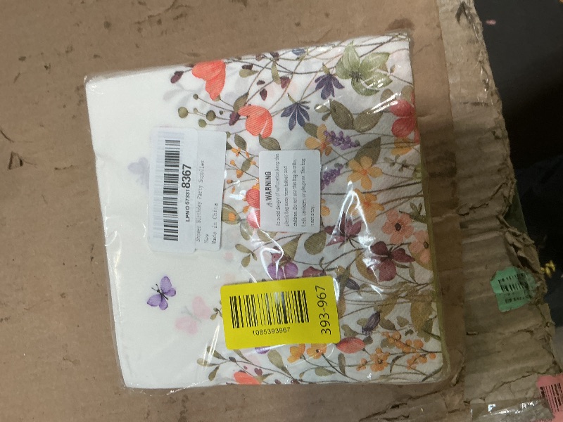 Photo 1 of 100Pcs Spring Summer Wildflower Butterfly Paper Luncheon Napkins 6.5"