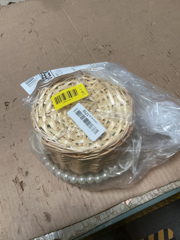 Photo 1 of 1 Wicker Rattan Flower Girl Basket Picnic Basket Wicker Rattan Gift Basket Fruit Storage Basket Handwoven Easter Basket for Wedding Garden and Home Decor (Elegant)LPNO591481710
