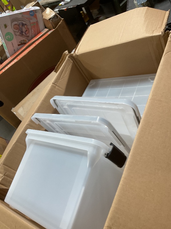 Photo 1 of **ONLY 2** IRIS USA WeatherPro File Box Organizer, Letter/Legal, 32 Qt. 4-Pack, Clear