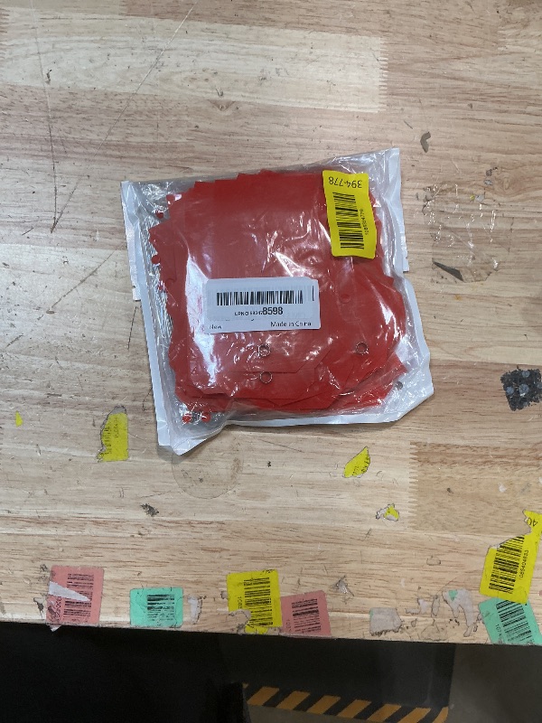 Photo 1 of 100 Pcs Red Tags with String Blank Shipping Tags with Metal Wire Writable Price Repair Plastic Service for Equipment Product Jewelry Clothing Inventory Car Parts (Red, 4 3/4" x 2 3/8")