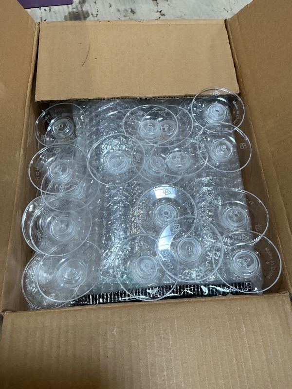 Photo 1 of 100 Pack Plastic Martini Glasses Disposable with Mini Silver Forks, 50 Pcs Forks and 50 Pcs 5oz Shrimp Cocktail Cups, Clear Disposable Cocktail Glasses for Wedding, Desserts and Appetizers (Clear)
