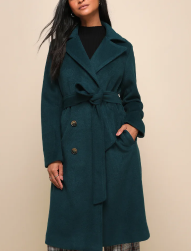 View 1 of ***PHOTO FOR REFERENCE/ NOT EXACT*** Season of Sophistication Teal Green Double-Breasted Coat Teal