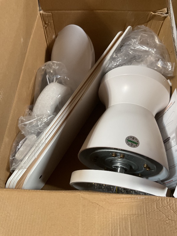 Photo 1 of ***MINOR SCRATCHES ON BLADES**** NSXQMUV 52 Inch Ceiling Fans with Lights and Remote, Modern White Low Profile Ceiling fan with light for Bedroom Indoor/Outdoor, Flush Mount, Reversible Quiet DC Motor, Dimmable LED, Wooden Blades