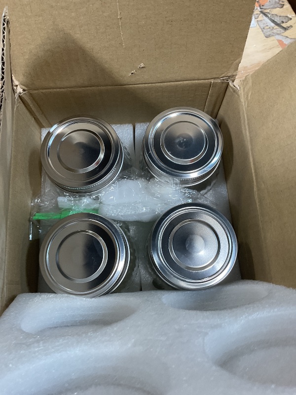 Photo 1 of 16oz Mason Jars with Airtight Rust-Proof 304 Stainless Steel Lids and Bands, 4 Pack with Elegant Sunflower Embossing, Pint Glass Jars for Meal Prep, Pickling, Overnight Oats, Dry Food & DIY Crafts