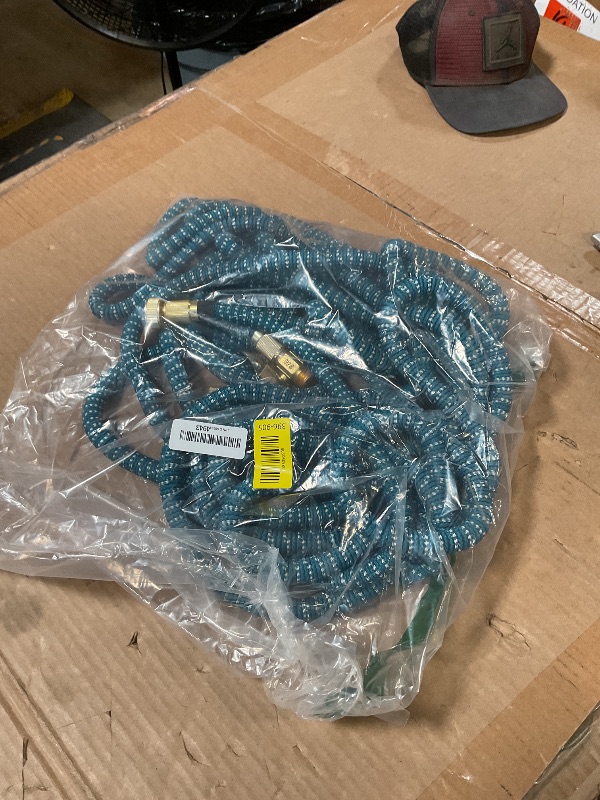 Photo 1 of 100 ft Expandable Garden Hose - All New 2026 Retractable Water Hose with 3/4" Solid Brass Fittings, Extra Strength Fabric - Flexible Expanding Hose with 10 Pattern Spray Nozzle