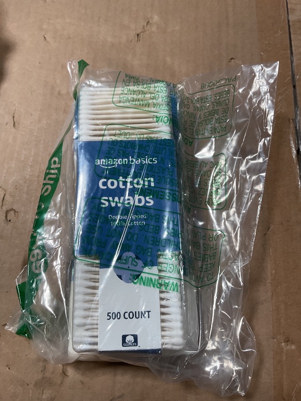 Photo 1 of **PREVIOUSLY OPENED/ DIRTY**Amazon Basics Double-Tipped Cotton Swabs for Personal Hygiene and Baby Care, Cotton, Versatile, Baby Safe, 500 Count