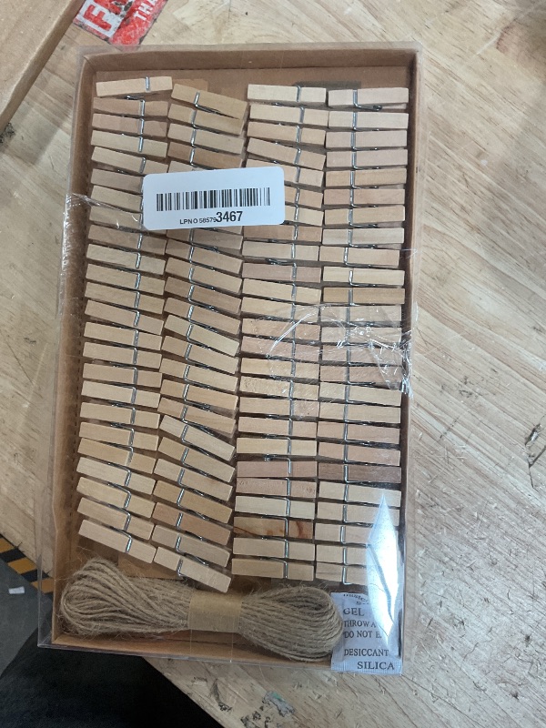 Photo 1 of 1.35 Inch Mini ClothesPins for Photo?100 Pcs? with 32 Feet Jute Twine?Mini Clothes Pins for Crafts,Wooden Small Clothes Pins for Pictures,Tiny Decorative Clothespins for Baby Shower(Natural Color)