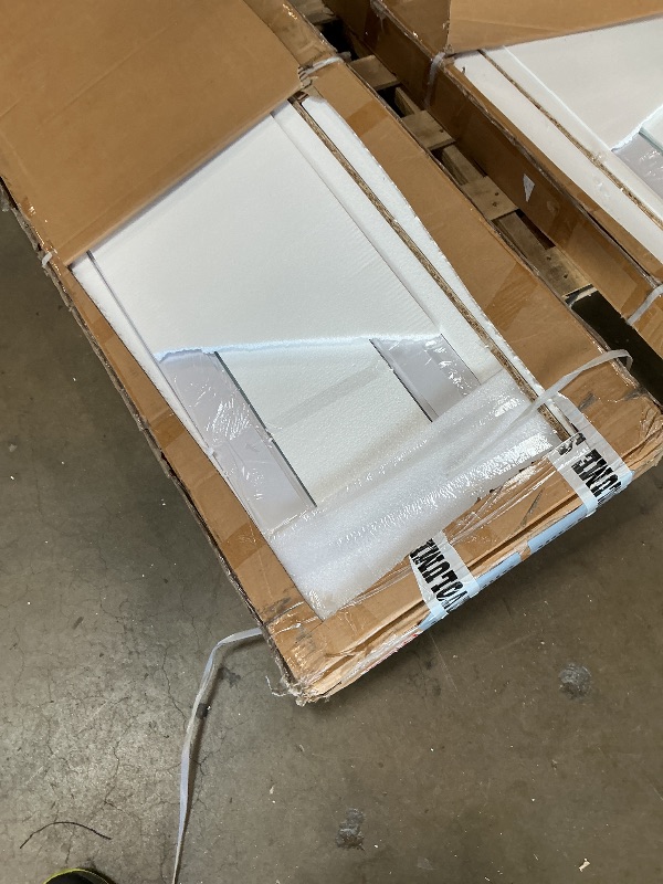 Photo 1 of ***2 BOXES ***SMARTSTANDARD 48in x 84in Bifold Barn Door, Frosted Glass Barn Door with Hardware Kit Included, Pre-Drilled Holes Easy Assembly -Solid Barn Door Slab Covered with Water-Proof PVC Surface, White