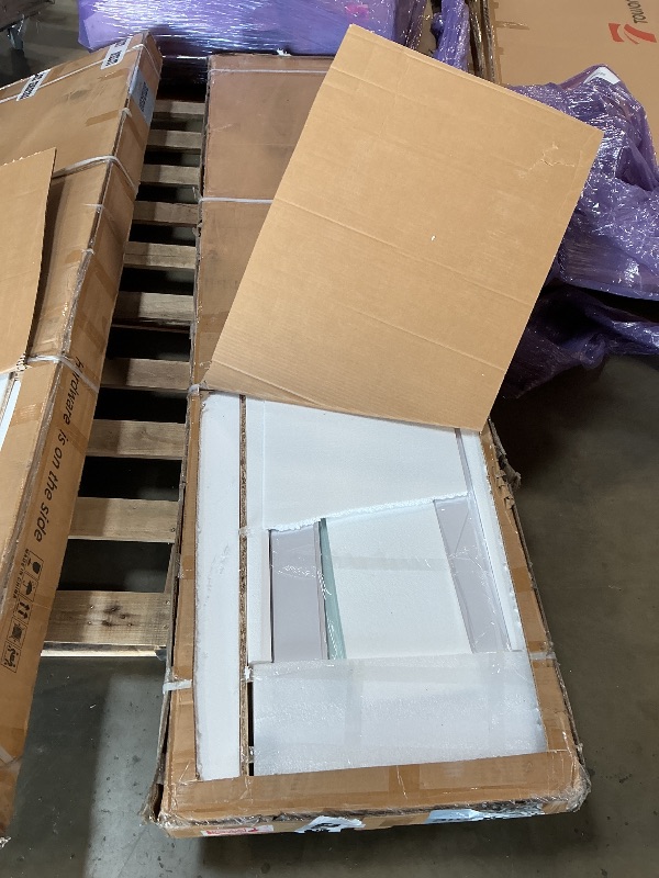 Photo 1 of ***2 BOXES ***SMARTSTANDARD 48in x 84in Bifold Barn Door, Frosted Glass Barn Door with Hardware Kit Included, Pre-Drilled Holes Easy Assembly -Solid Barn Door Slab Covered with Water-Proof PVC Surface, White
