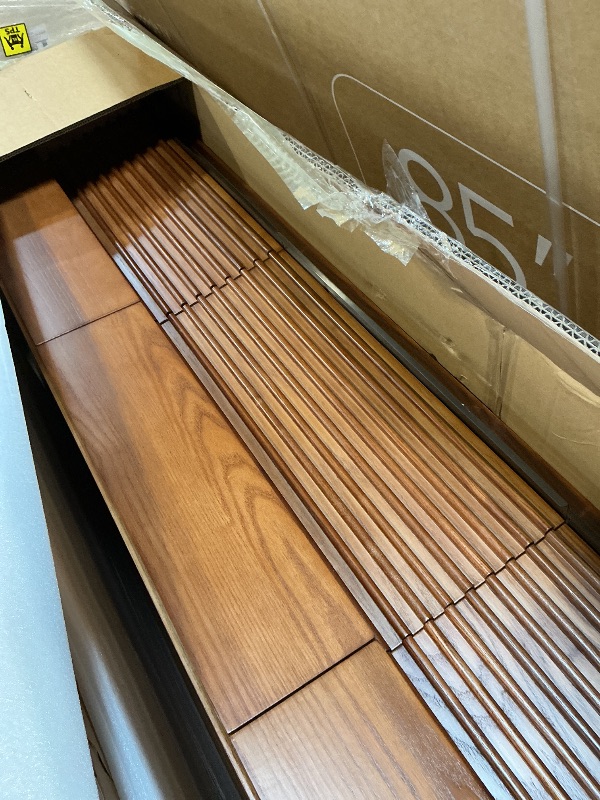 Photo 1 of *** DIFFERENT DESIGN CHECK PHOTOS ***POVISON Fully-Assembled Mid Century Modern TV Stand for 65 inch TV, Sliding Door Entertainment Center with Storage, Wood TV Console, Media Console for Living Room Bedroom(Walnut, 70.87")
