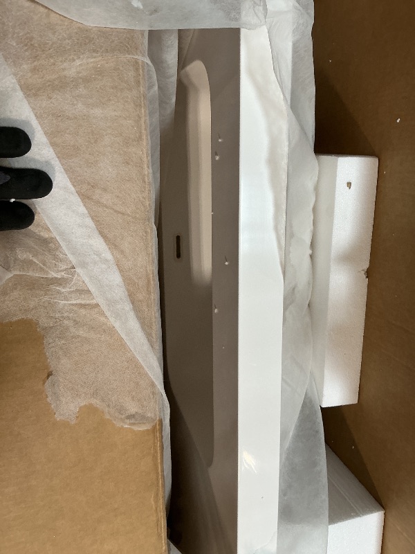 Photo 1 of ** one sink has major damage. Selling as partial set in one good sink** 72 x 22 White Vanity Top with Sink Solid Surface Bathroom Vanity Sink Top with Double Sink Integrated Basin Backsplash and Overflow in Glossy Pure White, Cabinet Not Included