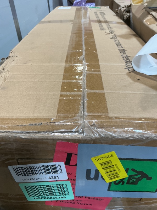 Photo 1 of **MINOR DENTS FROM TRANSPORT** JOY worker Height Adjustable Electric Standing Desk with Storage Shelves, 48 Inch Table with Built-in Monitor Stand, Sit Stand Desk with 2 Hooks for Home Office, White