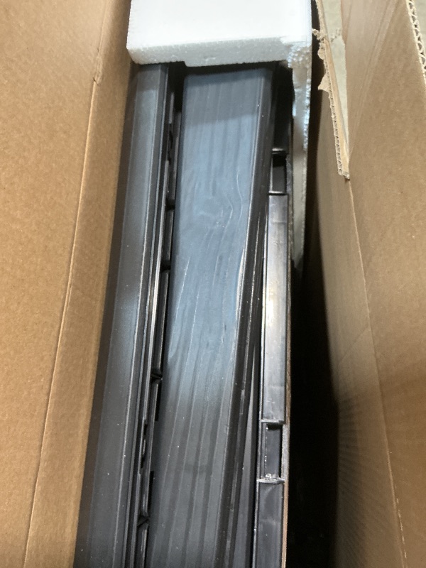 Photo 1 of ** major damage. Selling for parts**Keter Signature Collection 120 Gallon Resin Deck Box Organization and Storage Box for Patio Outdoor Cushions, Throw Pillows, Garden Tools and Pool Supplies, Walnut