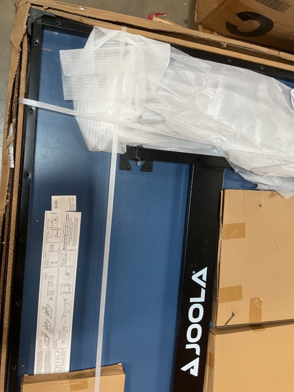 Photo 1 of *BROKEN LEGS* JOOLA Inside Professional MDF Indoor Ping Pong Table with Quick Clamp Table Tennis Net and Post Set - 10 Minute Easy Assembly - Tournament Quality - Foldable with Single Player Playback Mode, Blue