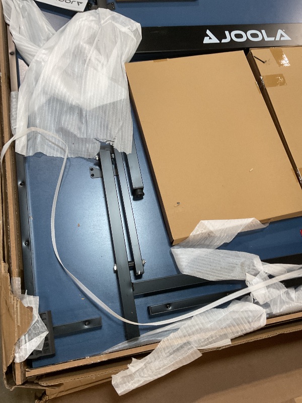 Photo 1 of *BROKEN LEGS* JOOLA Inside Professional MDF Indoor Ping Pong Table with Quick Clamp Table Tennis Net and Post Set - 10 Minute Easy Assembly - Tournament Quality - Foldable with Single Player Playback Mode, Blue
