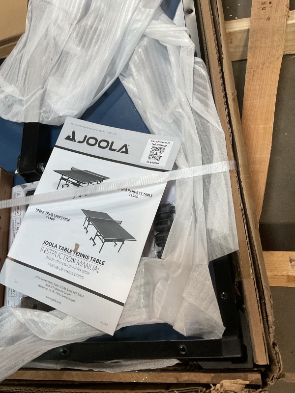 Photo 1 of *BROKEN LEGS* JOOLA Inside Professional MDF Indoor Ping Pong Table with Quick Clamp Table Tennis Net and Post Set - 10 Minute Easy Assembly - Tournament Quality - Foldable with Single Player Playback Mode, Blue