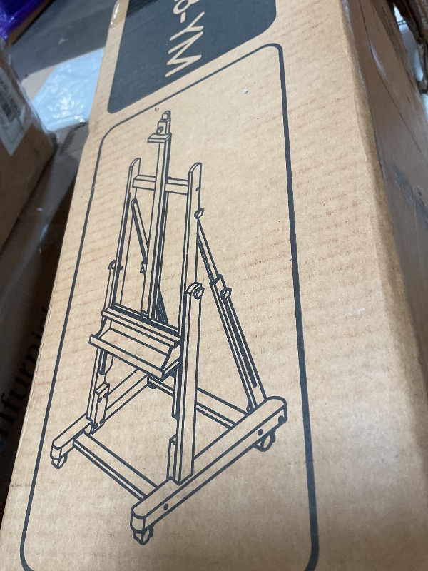 Photo 1 of ** scratch damage** MEEDEN Extra Large Heavy-Duty H-Frame Studio Easel - Solid Beech Wooden Artist Professional Easel, Painting Art Easel Stand with 4 Premium Locking Silent Caster Wheels, Hold Max 82"