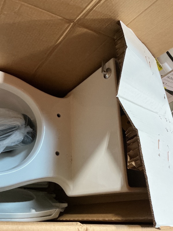 Photo 1 of ***MISSING TOP FOR BACK***KOHLER K-6428-0 Memoirs Stately Comfort Height Skirted One-Piece Compact Elongated 1.28 GPF Toilet with AquaPiston Flush Technology and Left-Hand Trip Lever, White