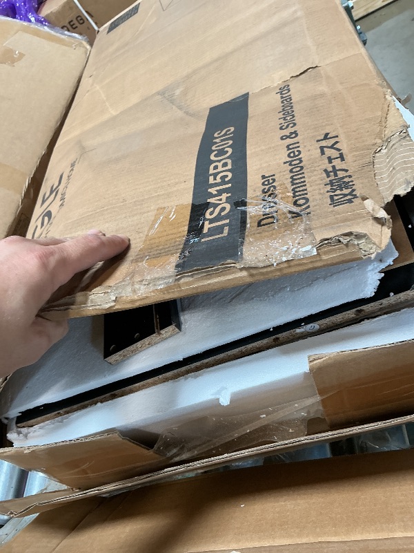 Photo 1 of *** CHIPPED EDGES AND MISSING ASSEMBLY pieces ***VASAGLE Custos Collection - Dresser for Bedroom, Chest of Drawers for Closet, Modern Style, TV Stand for Living Room, 6 Drawers, 15.8 x 23.7 x 34.8 Inches, Ink Black ULTS415BC01S