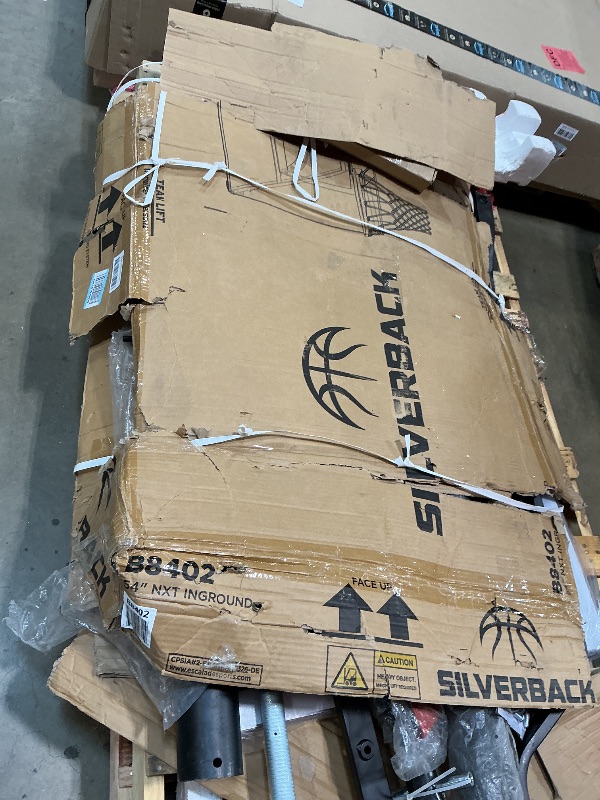 Photo 1 of *** DAMAGED BOX COULD BE MISSING ASSEMBLY AND MINOR SCRATCHES AND DENTS***Silverback Height Adjustable In-Ground Basketball Hoop with Tempered Glass Backboard, Pro-Style Breakaway Rim, Pole and Backboard Pad
